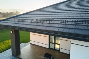 a metal shingle roof on residential home